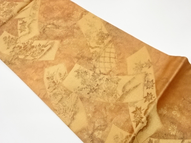 JAPANESE KIMONO / VINTAGE FUKURO OBI / WOVEN AUTUMN FLOWERS & FLOWERS
